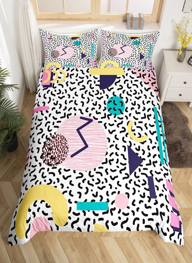 Man Fei Memphis Duvet Cover Set King Size, Vintage Hip Hop Comforter Cover with 2 Pillowcases, Retro 80s or 90s Geometric Fashion Style Bedding Set for Kids Boy Girls Lightweight Bedspread Cover,No Comforter - Image 1