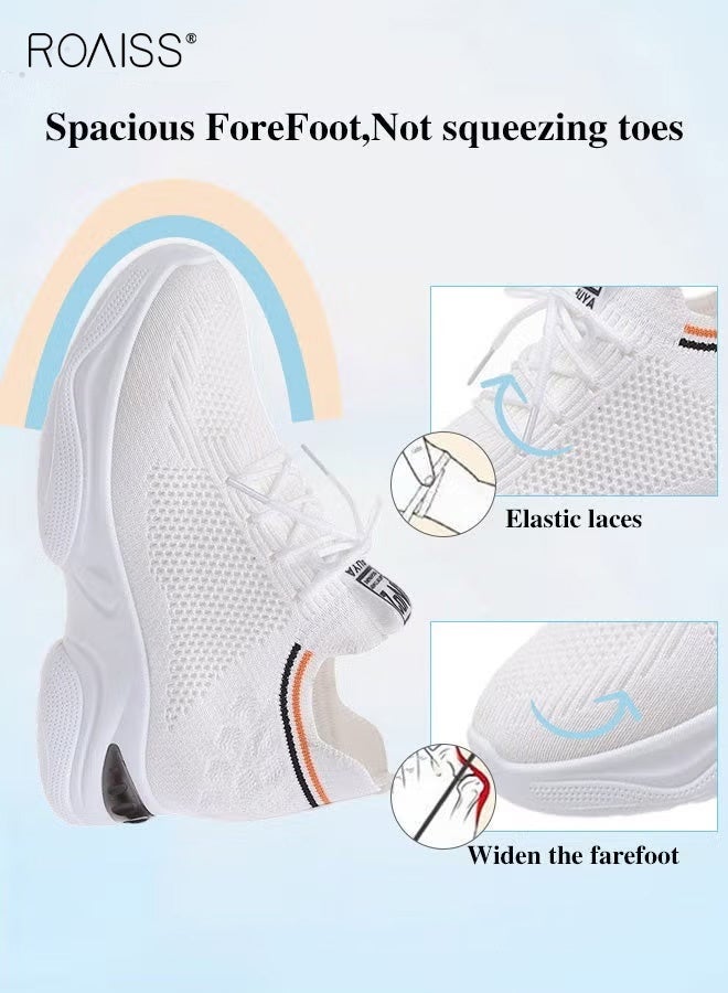 roaiss Women Stylish Chunky Sneakers, Low Top Lace-up Sneakers with Non-slip Soles, Comfortable Breathable Platform Sneakers with Mesh Upper, Ideal for Daily Wear - Image 4