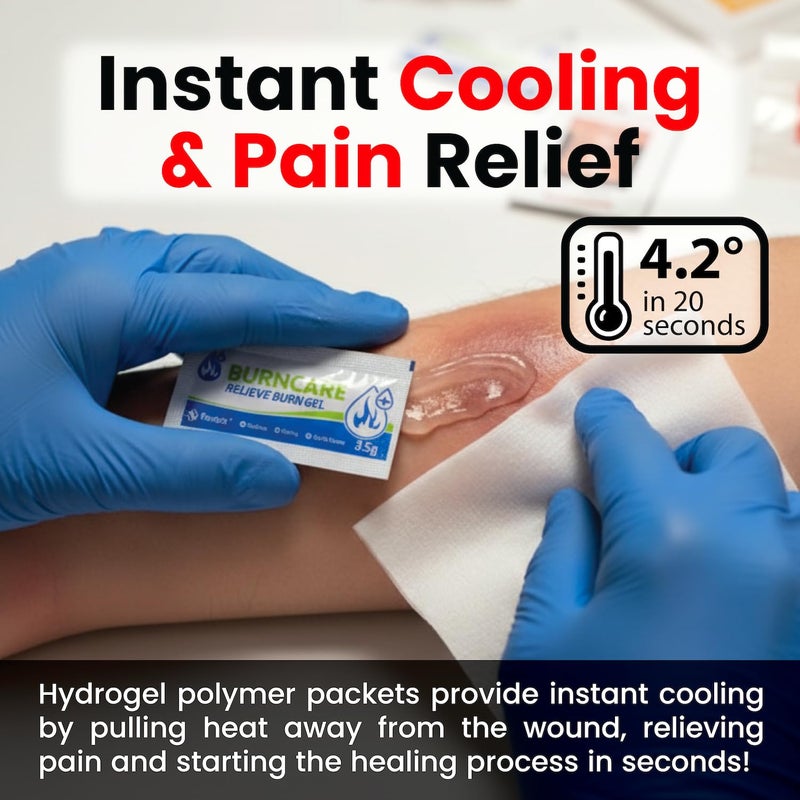 Prepared Hero Burn Care Kit - Compact Burn Treatment & Relief Kit with Burn Gel, Gauze, Compresses & Wipes, Waterproof Pouch for Minor Burn First Aid at Home, Travel, Outdoor & Workplace Safety - Image 3