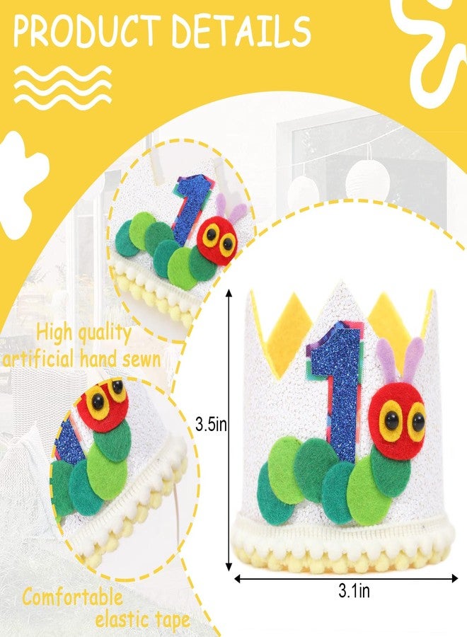 ZZDCMS Caterpillar 1st Birthday Crown - Hungry Caterpillar Theme Party Decorations,First Birthday Party Crown For Boys,Hungry Caterpillar Cake Smash Party Decor - Image 2