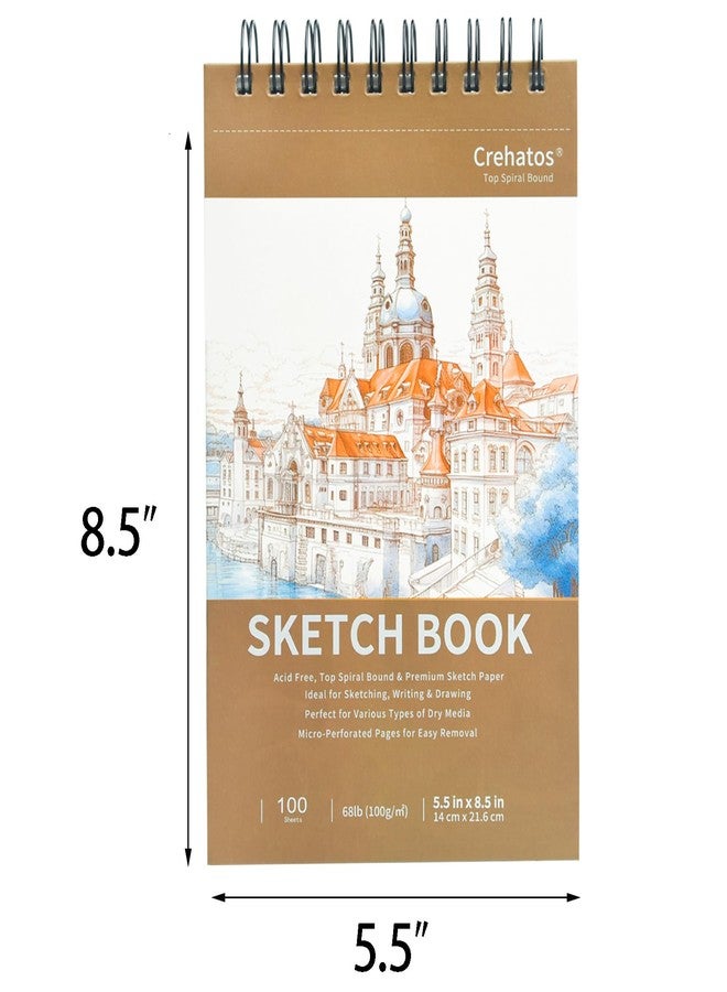 كراسة رسم صغيرة من كريهاتوس، مقاس 5.5 × 8.5 بوصة، غلاف حلزوني علوي، 100 ورقة لكل منها، ورق رسم بوزن 68 رطل/100 غرام/متر مربع، عبوة من قطعتين - Image 4