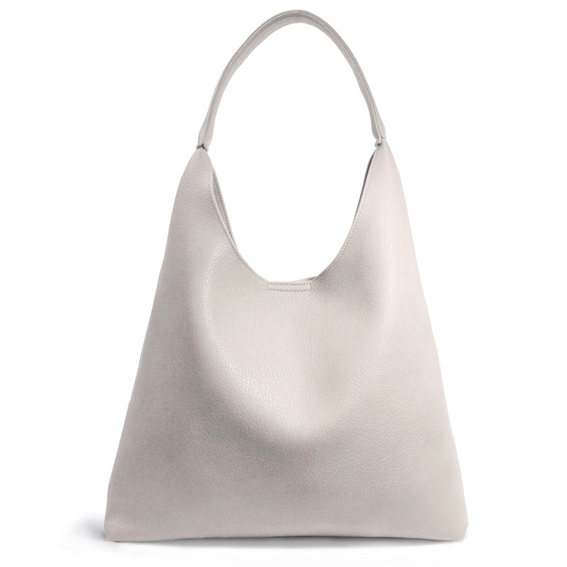 HOXIS Hobo Bags for Women Soft Vegan Leather Shoulder Handbag Slouchy Tote Purses (Beige) - Image 1