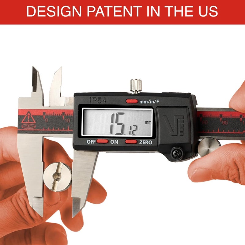VINCA IP54 Grade Digital Caliper, DCLA-0605 6 Inch/150mm, Inch/Millimeter/Fraction Conversion, Stainless Steel, Large LCD Screen - Image 5