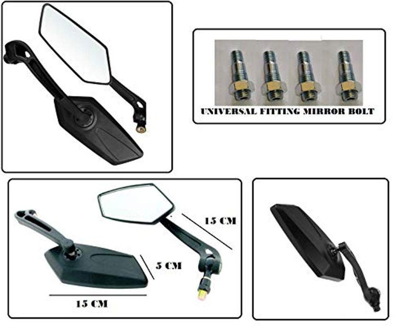 AOWbikes Fancy Small 5 Edge Rear View Mirror for Bajaj Avenger Cruise 220 (Pack of 2) - Image 1