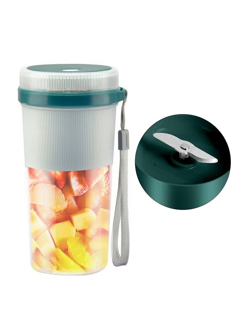Generic - 350ml Portable Juicer with Two Blades USB Charging Smoothie Blenders Machine Mini Electric Juicer Cup Kitchen Supplies Green - Image 1