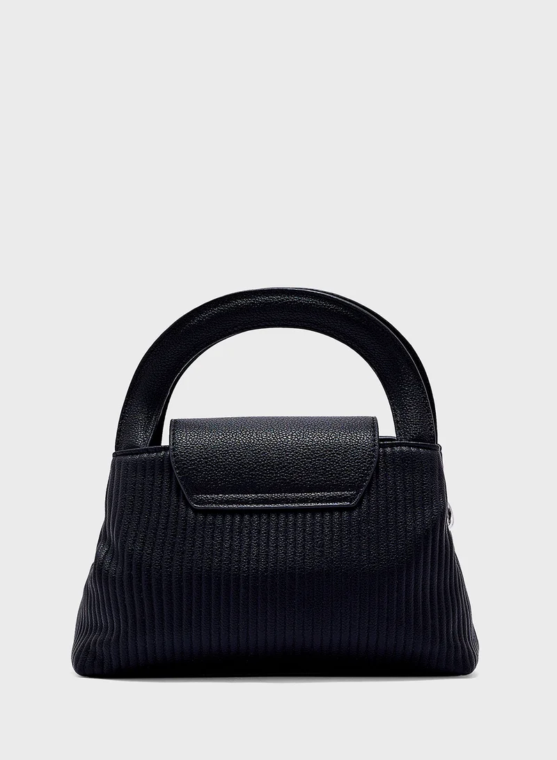 ELLA Textured Top Handle Bag With Long Strap