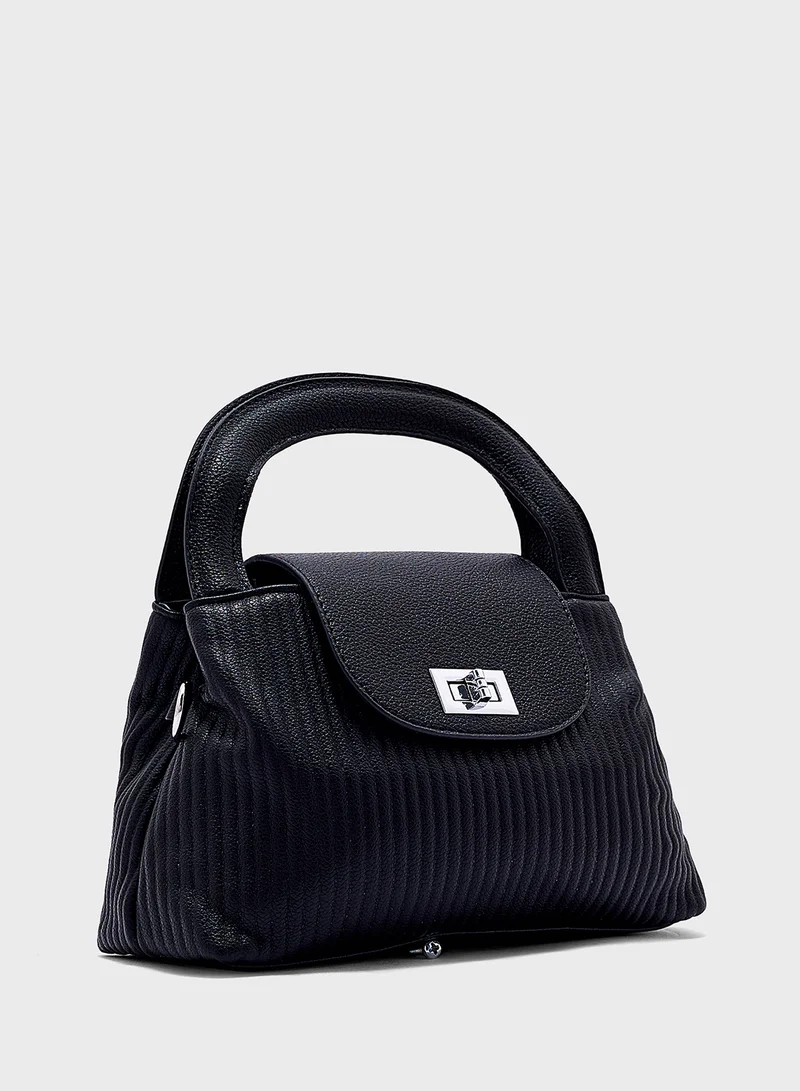 ELLA Textured Top Handle Bag With Long Strap
