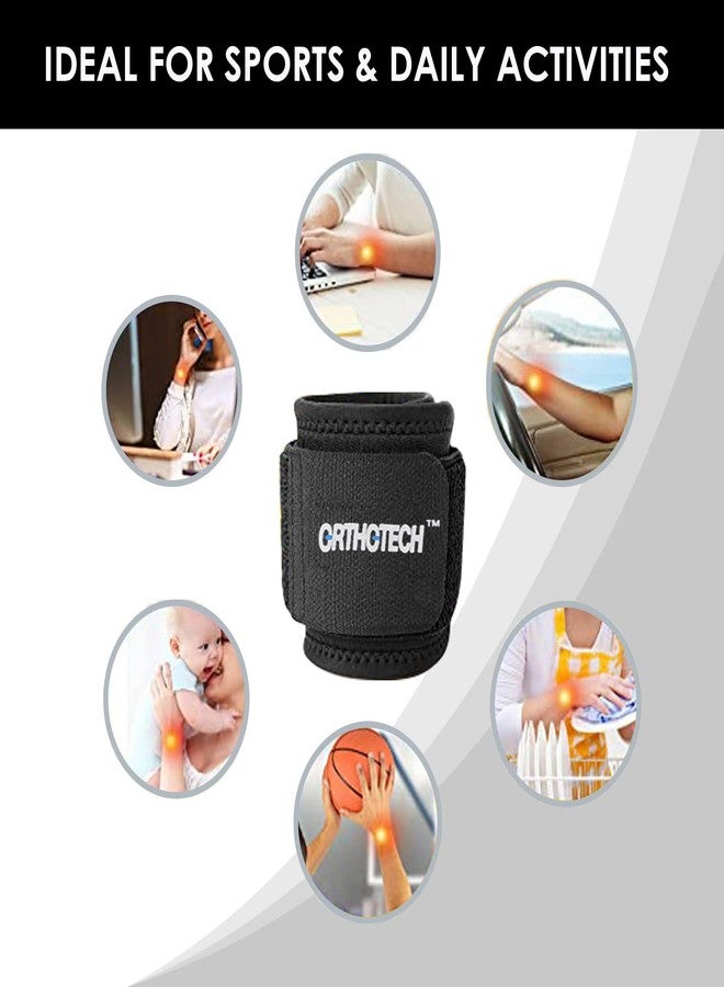 Orthotech Neoprene Grade Wrist Support Strap | Adjustable Compression Wrist Wrap for Stability and Pain Relief for Men and Women (Pack of 1, Black) - Image 2