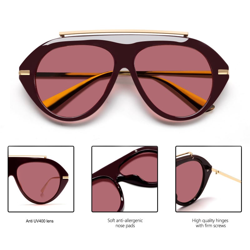 TYA Oversized Aviator Sunglasses for Women Men, Trendy Retro 70s Big Large Gold Vintage Aviators Sun Glasses - Image 5