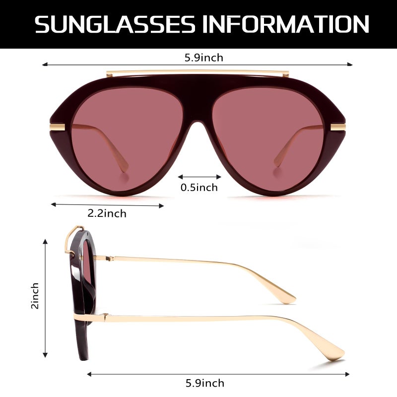 TYA Oversized Aviator Sunglasses for Women Men, Trendy Retro 70s Big Large Gold Vintage Aviators Sun Glasses - Image 4