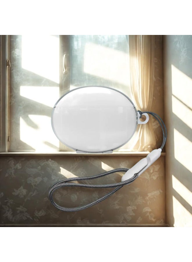 Silicone Case, Compatible with Huawei Freebuds 5i / 6i Cover Clear Soft TPU Shockproof Case Full Body Transparent Protective Cover Men Women with Lanyard - Clear - Image 4