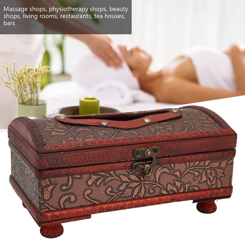 klarako Retro Paper Pumping Case,Wooden Napkin Storage Dispenser Decorative Tissue Paper Box Holder for House Bathroom Office - Image 3