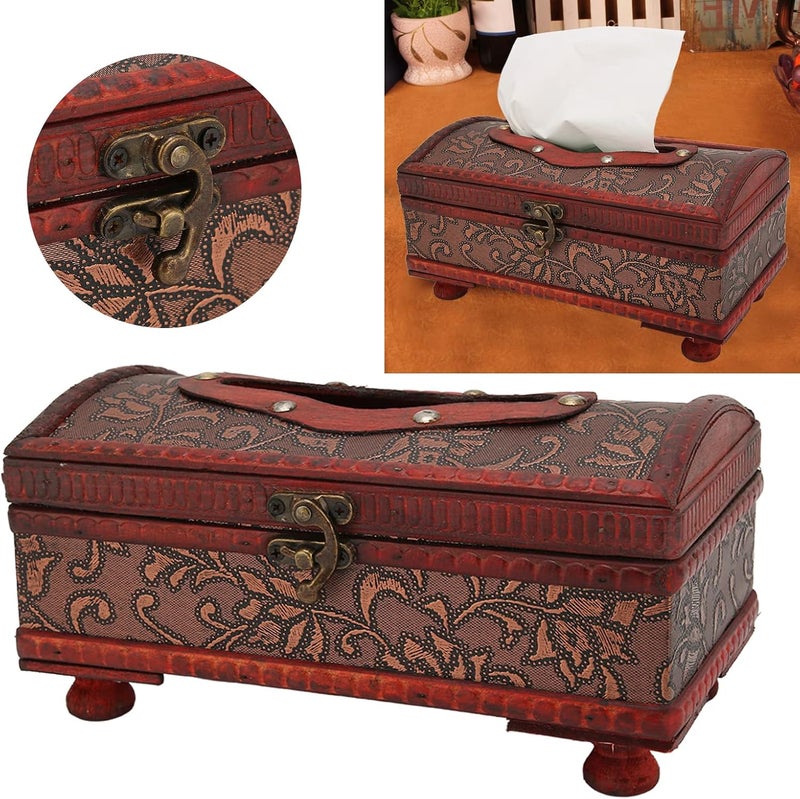 klarako Retro Paper Pumping Case,Wooden Napkin Storage Dispenser Decorative Tissue Paper Box Holder for House Bathroom Office - Image 4