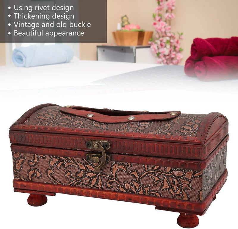 klarako Retro Paper Pumping Case,Wooden Napkin Storage Dispenser Decorative Tissue Paper Box Holder for House Bathroom Office - Image 2
