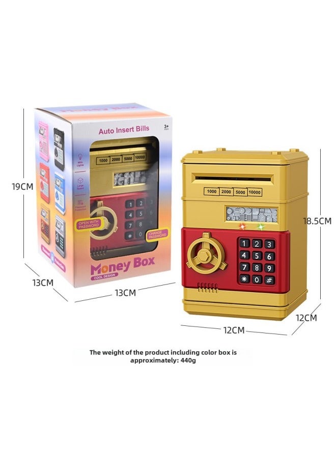 Generic - Children's Piggy Bank Creative Password Unlock Automatic Roll Money ATM Large Capacity Accessible Mini Safe Toy-Color:Password Deposit Box (painted Gray) - Image 1