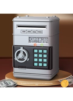 Children's Piggy Bank Creative Password Unlock Automatic Roll Money ATM Large Capacity Accessible Mini Safe Toy-Color:Password Deposit Box (painted Gray)