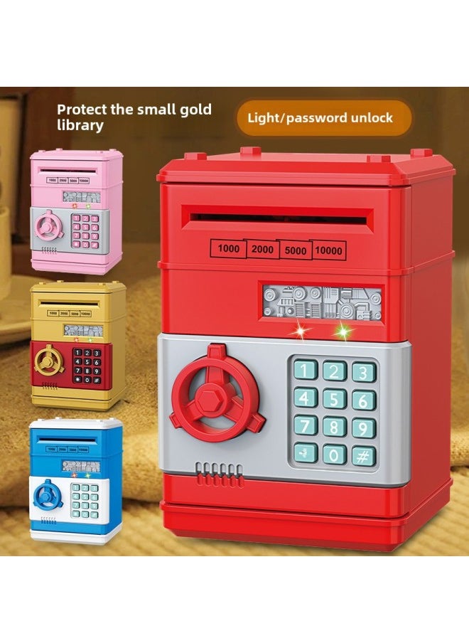 Generic - Children's Piggy Bank Creative Password Unlock Automatic Roll Money ATM Large Capacity Accessible Mini Safe Toy-Color:Password Deposit Box (painted Gray) - Image 1