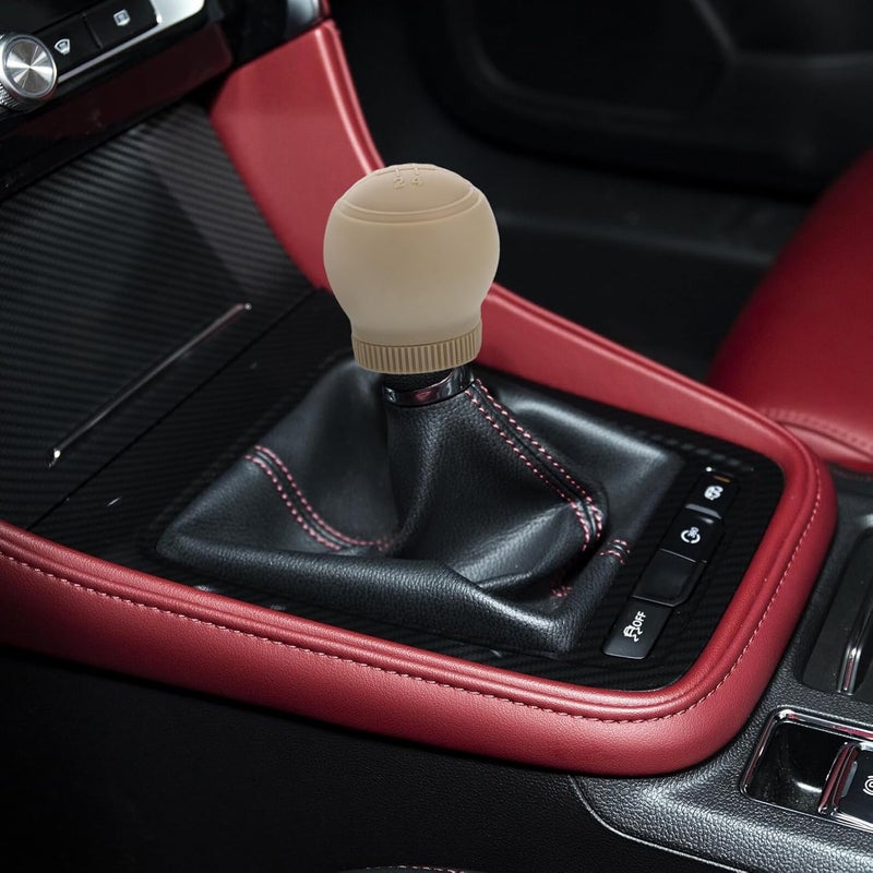 Universal Silicone Manual Gear Shifter Covers 2pcs Beige Anti-Slip Wear-Resistant Gear Shift Knob Protection for Car Interior Replacement - Image 5