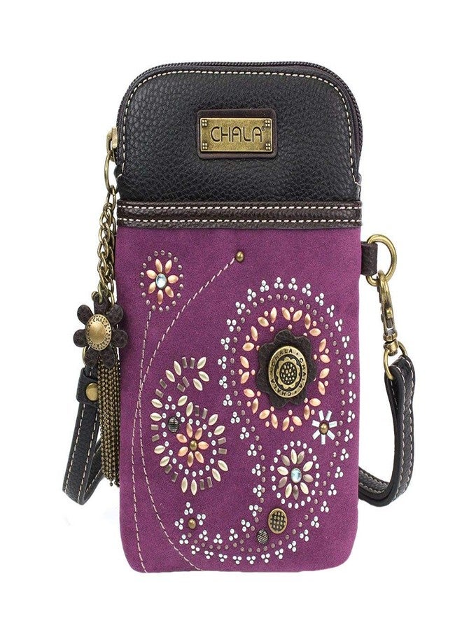 Chala Group Dazzled Paisley Cellphone Crossbody Handbag, Purple, 5" x 7.5" x 1" - Image 1