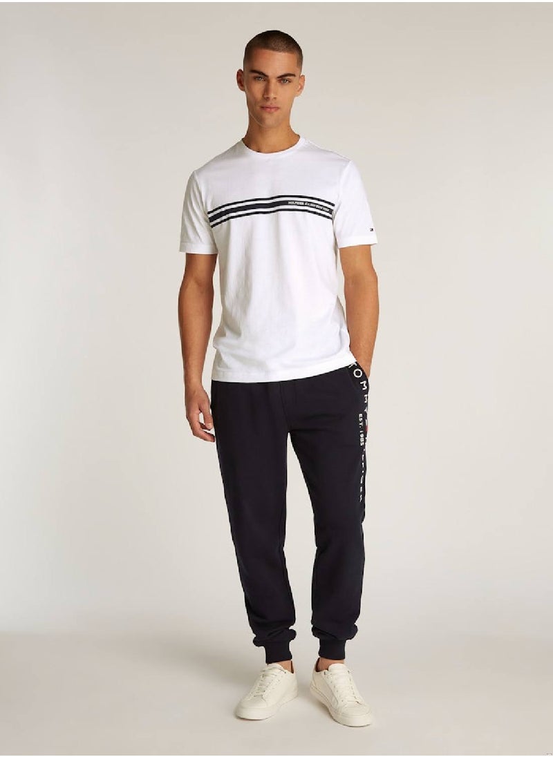 TOMMY HILFIGER Men's Central Chest Striped T-shirt - Cotton, White  - Image 5