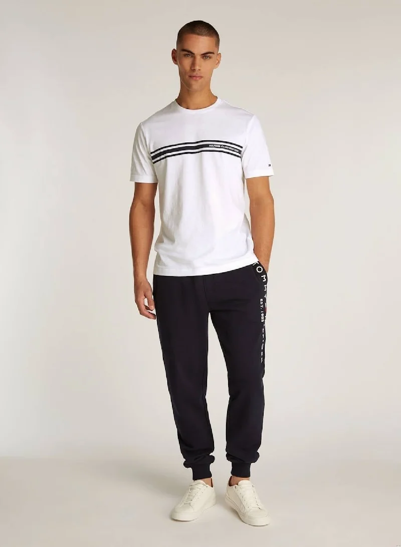 Tommy Hilfiger White Central Chest Striped T-shirt for Men | Best Price UAE