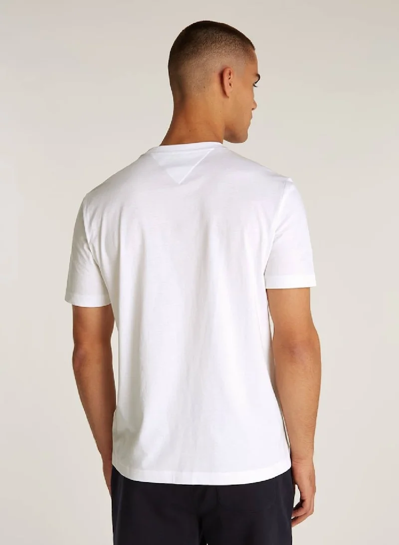 Tommy Hilfiger White Central Chest Striped T-shirt for Men | Best Price UAE