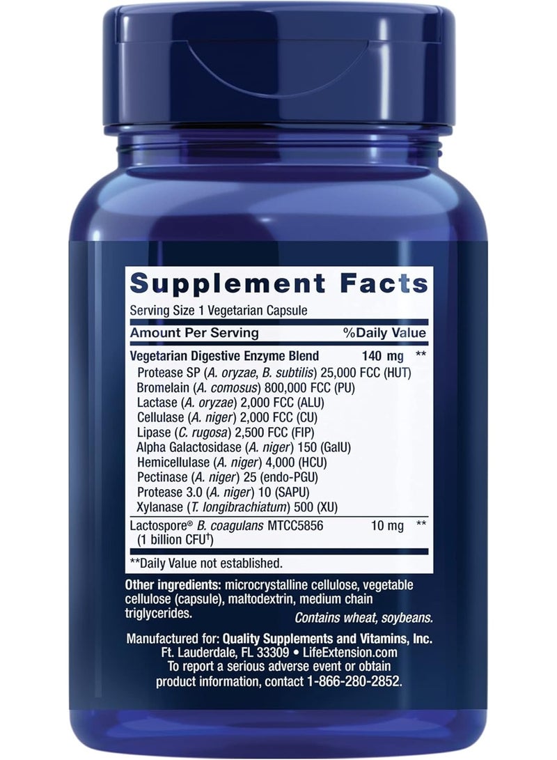 Life Extension Enhanced Super Digestive Enzymes & Probiotics, 60 Vegetarian Capsules, Plant-Based Digestive Support, Non-GMO - Image 2