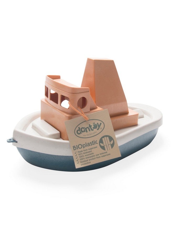 Dantoy: BIO Tuff Tuff Boat - Peach & Blue Toy Tug Boat, Indoor & Outdoor Play, Bath-Beach-Backyard-Water, Recycled Plastic, Kids & Toddlers Ages 2+ - Image 1