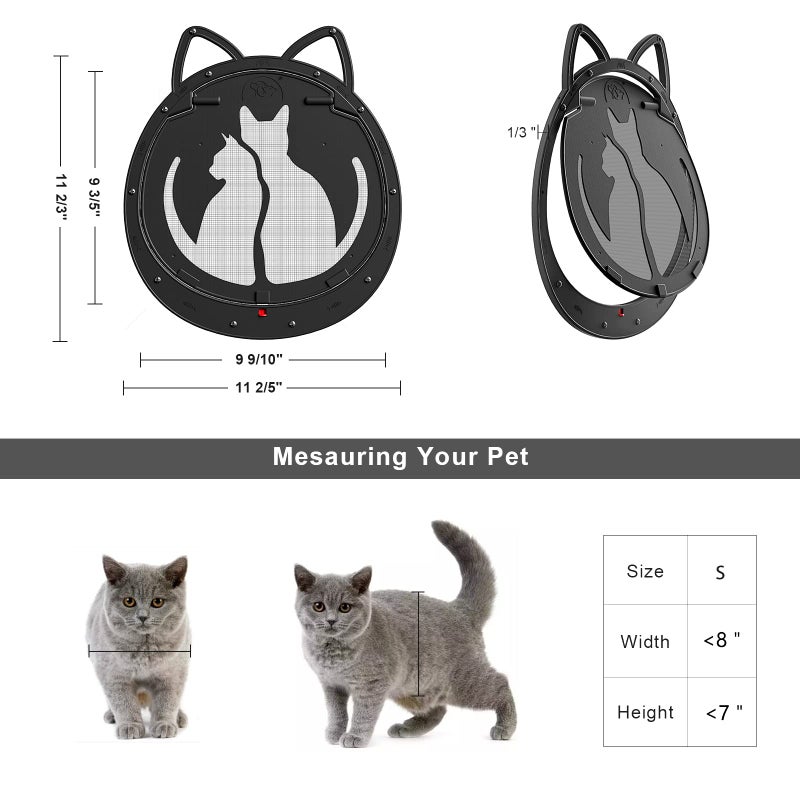 HIDROSIL Cat Door for Screen Door, Inside Openning 10x10x0.5 inch, Patent Desigh Pet Screen Door with Lockable Magnetic Flap for Doggy and Cat Door, Suitable 0-32lb Cats and Small Dogs, Black - Image 5