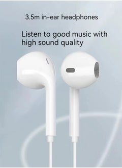 Generic In-ear wired round hole earphones with microphone music earphones (white)  - Image 3