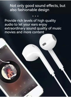 Generic In-ear wired round hole earphones with microphone music earphones (white)  - Image 2