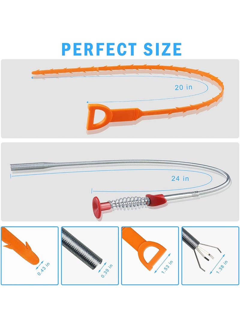 7 Pack Drain Snake Drain Clog Remover, 20 Inch Hair Drain Clog Remover Cleaning Tools, 24 Inch Drain Cleaner Sticks, Drain Cleaner Tools for Kitchen Sink, Bathroom Tub, Sewer, Toilet  ﻿ - Image 2
