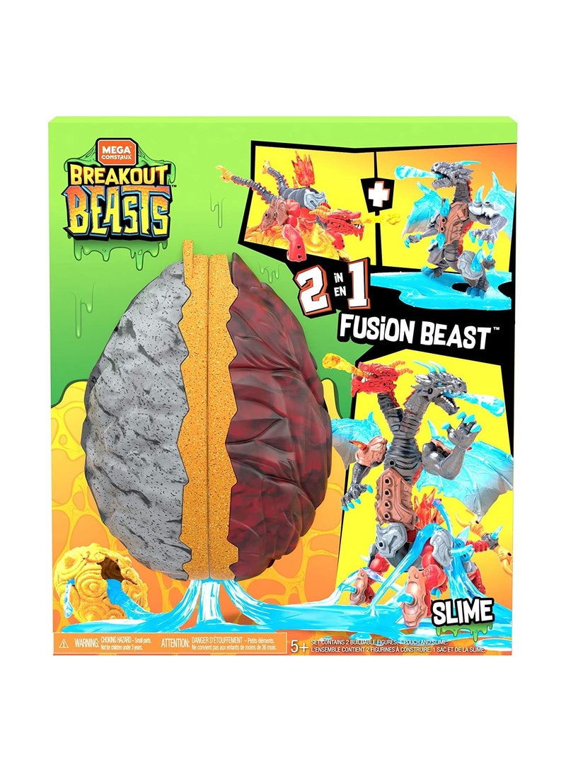 MEGA CONSTRUX Mega Construx Breakout Beasts 2-in-1 Fusion Beast Construction Set with 2 Buildable Figures, Slime for Kids  - Image 2
