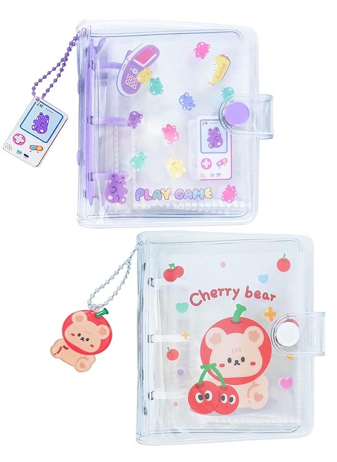 erorex Pcs 3 Inch Mini Photo Album 20 Sheets 40 Pockets Photo Album In Loose Leaf Refillable 3 Rings Photocard Binder Kpop Photocard Holder Book With Pendant For Picture Cards Storage Purple And Red  - Image 1