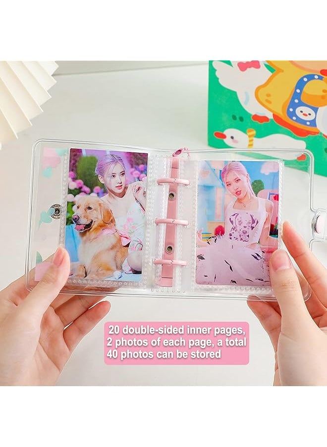 erorex Pcs 3 Inch Mini Photo Album 20 Sheets 40 Pockets Photo Album In Loose Leaf Refillable 3 Rings Photocard Binder Kpop Photocard Holder Book With Pendant For Picture Cards Storage Purple And Red  - Image 2