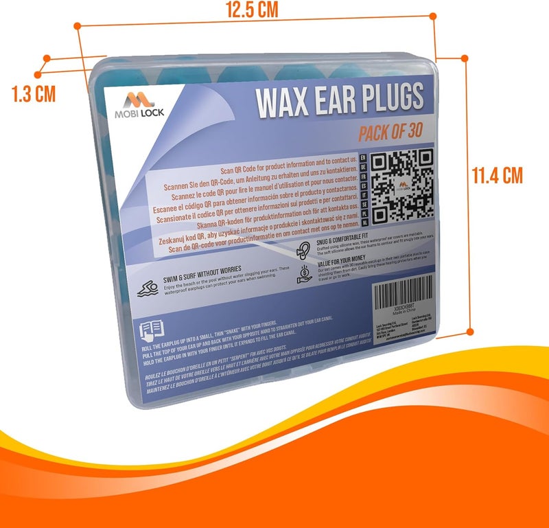 Mobi Lock Ear Plugs - Reusable Silicone Wax Ear Plug Covers - Pack of 30-32db Noise Cancelling Earbuds for Sleeping - Hearing Protection for Travel, Concerts, Swimming - Durable Plastic Case - by Mobi Lock - Image 2