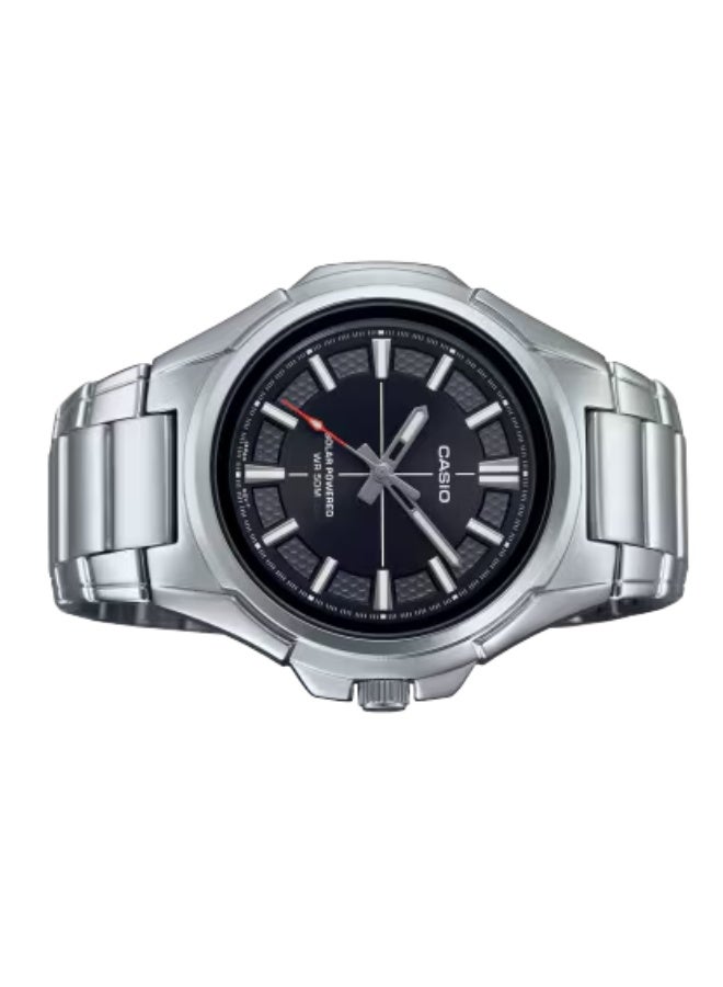 Casio MTP-RS100D-1AVDF Men’s Solar Powered Analog Watch – Black Dial, Stainless Steel Case & Band, Date Display, Water Resistant, Eco-Friendly & Durable Casual Business Wristwatch - Image 4