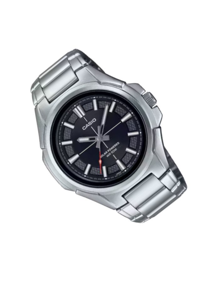 Casio MTP-RS100D-1AVDF Men’s Solar Powered Analog Watch – Black Dial, Stainless Steel Case & Band, Date Display, Water Resistant, Eco-Friendly & Durable Casual Business Wristwatch - Image 2