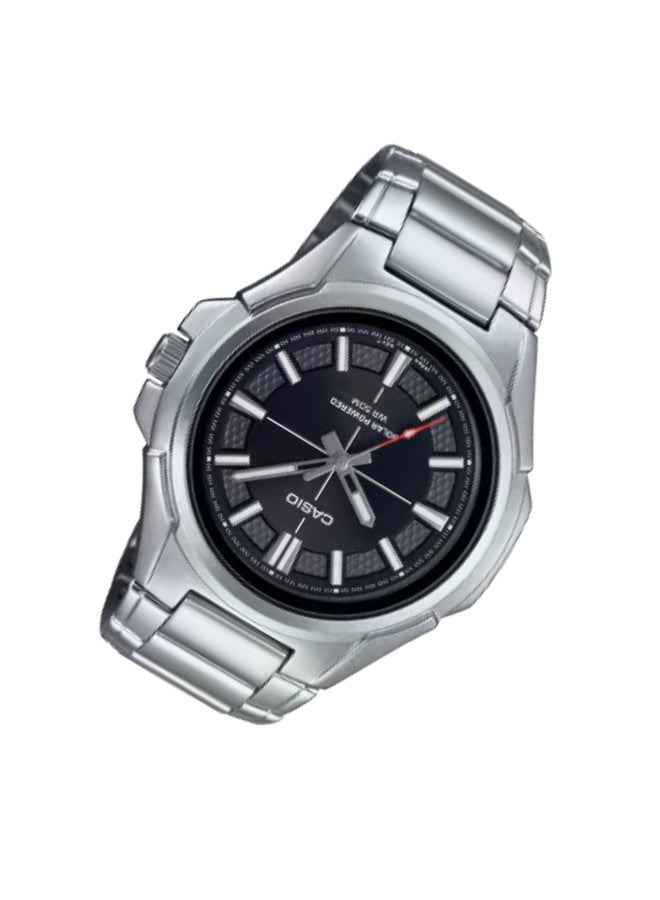 Casio MTP-RS100D-1AVDF Men’s Solar Powered Analog Watch – Black Dial, Stainless Steel Case & Band, Date Display, Water Resistant, Eco-Friendly & Durable Casual Business Wristwatch - Image 3