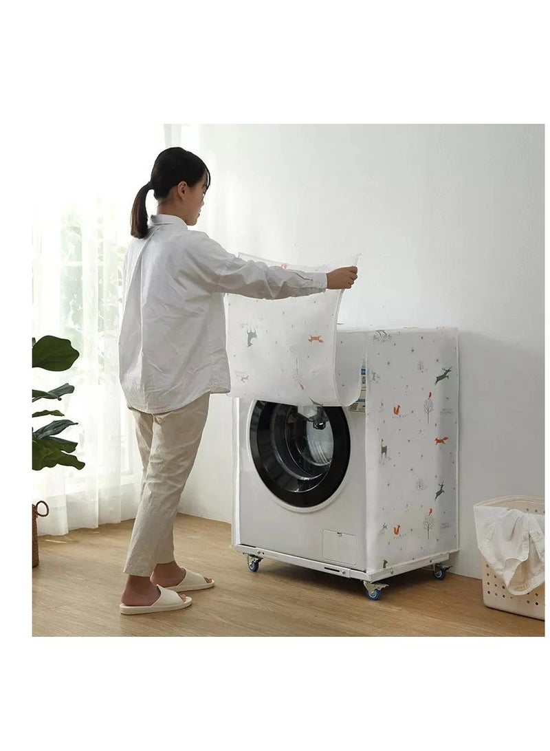Waterproof Waxed Washing Machine Cover – Elegant Printed Dust-Proof Cover for Front-Loading Automatic Washers | Durable, Protective Fabric with Delicate Designs for Laundry Room Décor  - Image 1
