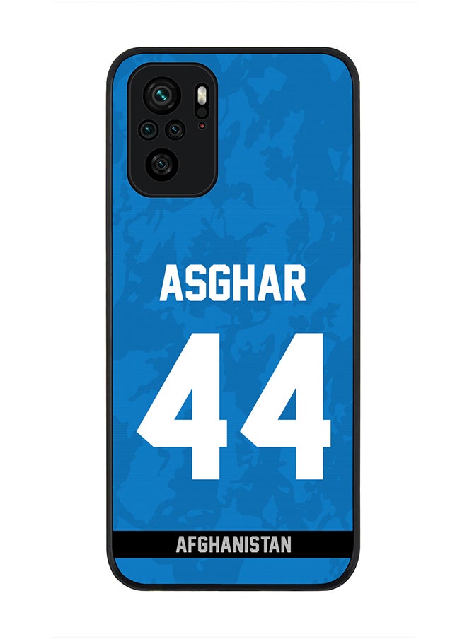 Stylizedd - Rugged Black Edge Case for Redmi Note 10S / Redmi Note 10 4G, Slim fit Soft Case Flexible thin Cover - Player Name - Asghar Afghan, Jersey Number- 44 - Image 1