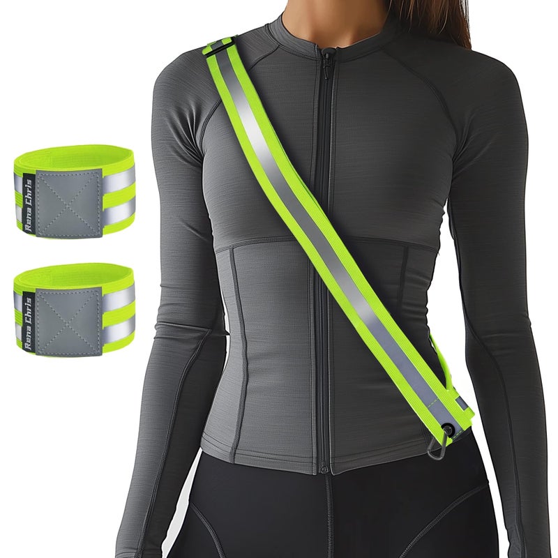 Rena Chris Reflective Running Gear  Reflective Sash  Night Dog Walking Safety Gear  High Visibility Reflective Safety Running Belts For Women  Night Jogging Safety Gear Reflective Belt And Armband - Image 1
