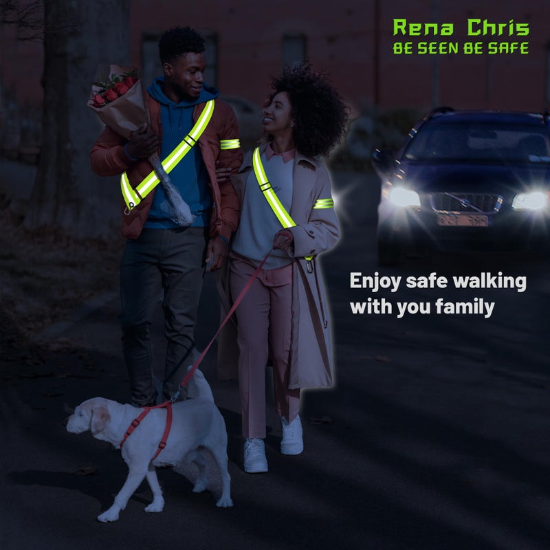 Rena Chris Reflective Running Gear  Reflective Sash  Night Dog Walking Safety Gear  High Visibility Reflective Safety Running Belts For Women  Night Jogging Safety Gear Reflective Belt And Armband - Image 2