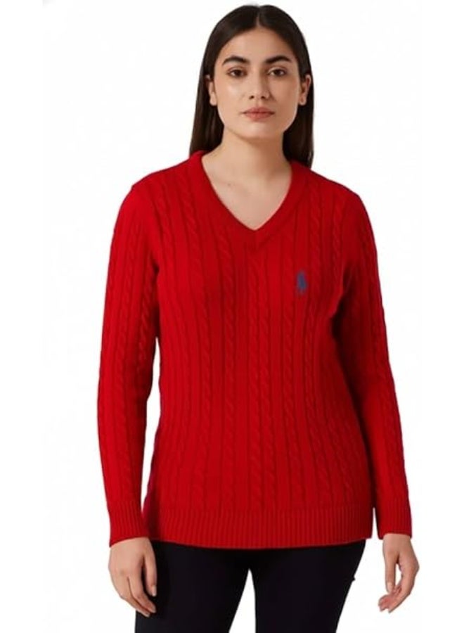 بولو رالف لورين بلوفر حريمي برقبة V | خامة قطن ناعمة | تصميم كلاسيك أنيق مناسب لكل الإطلالات - Image 1