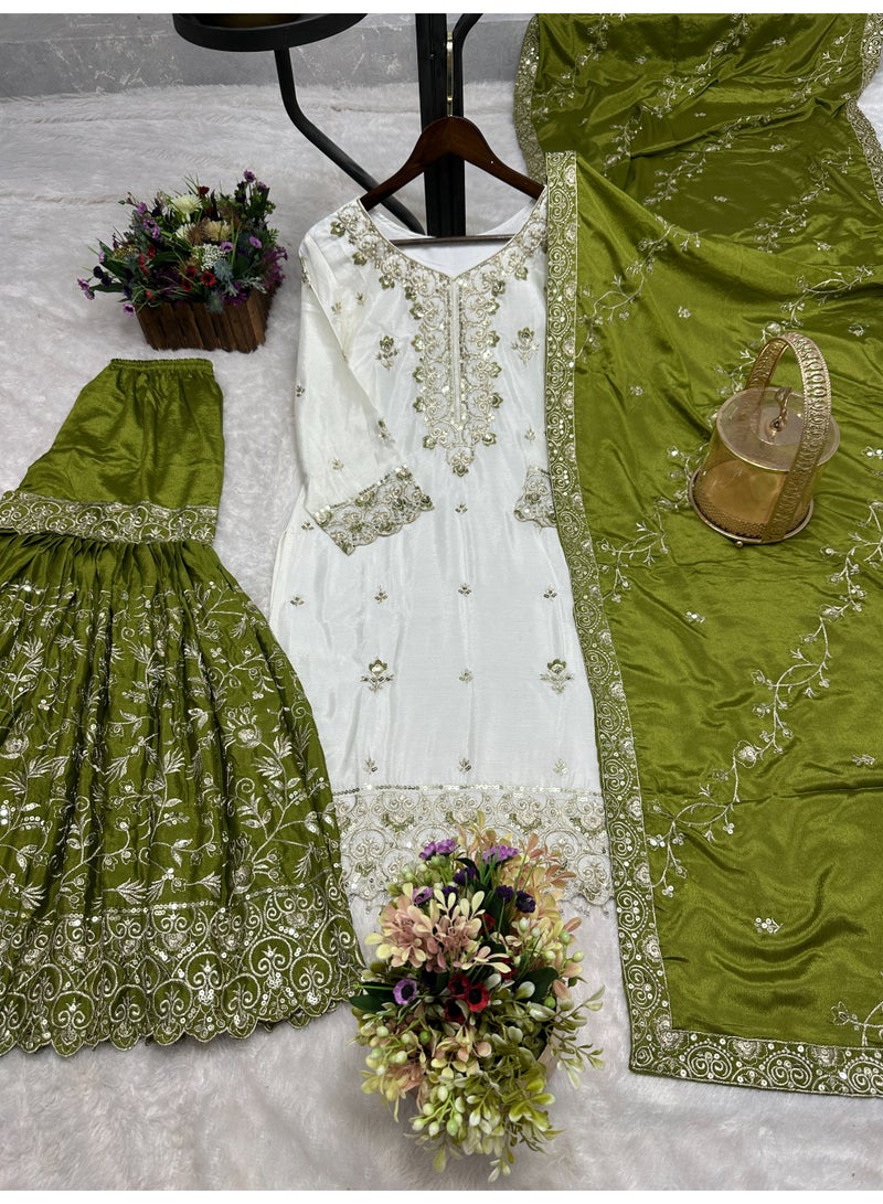 Super Asian Luxury Sharara Set with Heavy Embroidery, Sequence & Stone Handwork – Elegant Festive Wear - Image 1