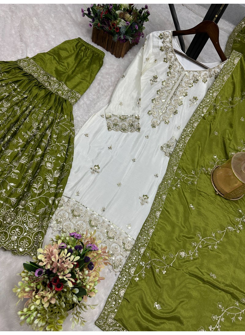 Super Asian Luxury Sharara Set with Heavy Embroidery, Sequence & Stone Handwork – Elegant Festive Wear - Image 3
