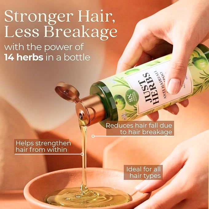 Just Herbs 8 In 1 Root Nourishing Amla Neem Hair Fall Control Shampoo For Men & Women Suitable For Oily Hair Scalp, Sulphate & Paraben Free 200 Ml - Image 3