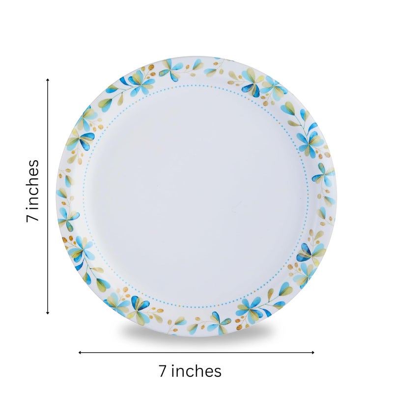 Mart MANTRAA Melamine Quarter Plates Round Half Plate Microwave Safe Break Resistant Plates for Snacks Lunch Dinner Plates for home Office Restaurant Set of 6 7 Inchs Blue mat Finish - Image 2