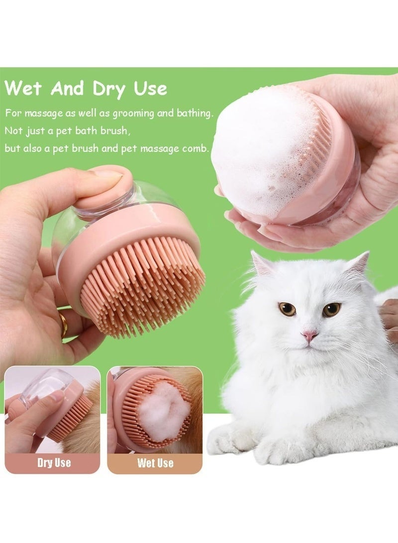 Arabest Pet Bath Brush with Shampoo Dispenser - Soft Grooming Tool for Dogs & Cats (Pink) - Image 3