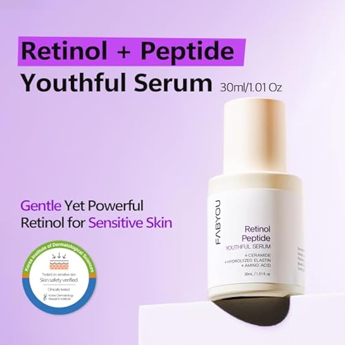 Fabyou سيروم الريتينول ببتيد الشباب 1.01 أونصة سائلة - مضاد للشيخوخة، مرطب ومشد للبشرة ضد التجاعيد والبقع الداكنة، سيروم ريتينول لطيف للوجه، للعناية بالبشرة الكورية نهارًا وليلاً - Image 2